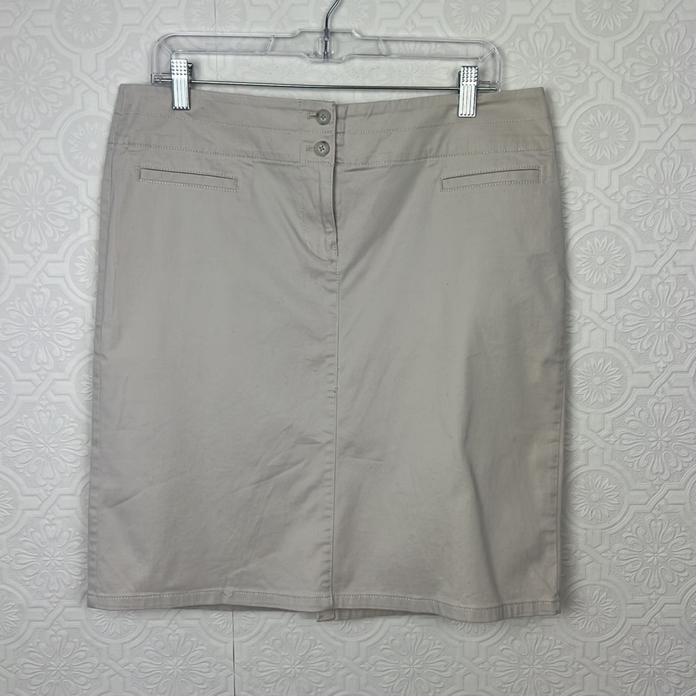 J Jill Live In‎ Chino Skirt Cream Casual Fitted 10 Ivory Off White Neutrals Golf